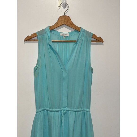 Babaton Aritzia XXS Aqua Blue 100% Silk Sleeveless Mini Dress - Picture 3 of 7